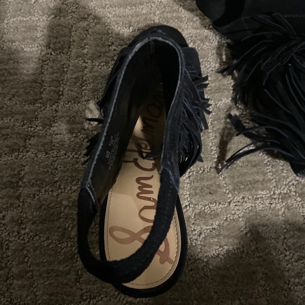 Sam Edelman Elaine Leather Sandal Black Suede 8 M - Picture 3 of 7